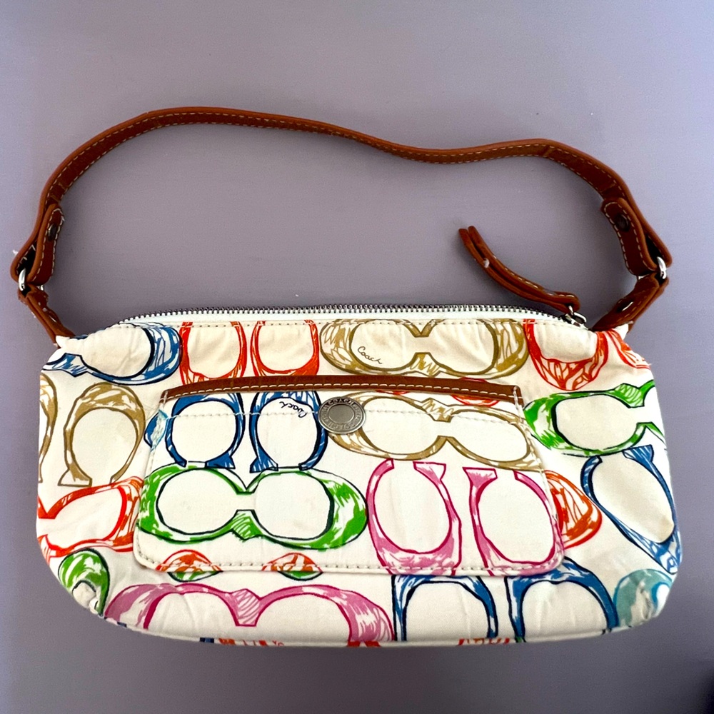 Monogrammed Coach small purse. Multicolored. Vintage.